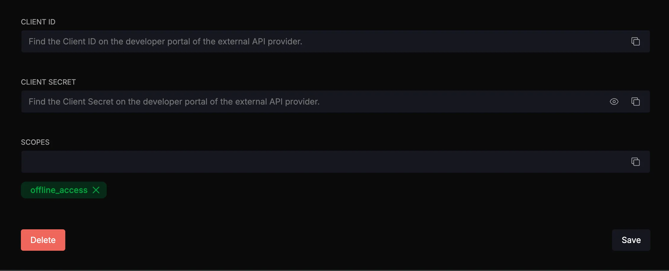 Configuring an OAUTH2 integration in Nango with Client ID and Client Secret