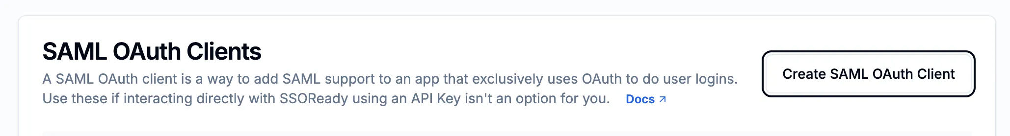 Creating a SAML OAuth Client in SSOReady